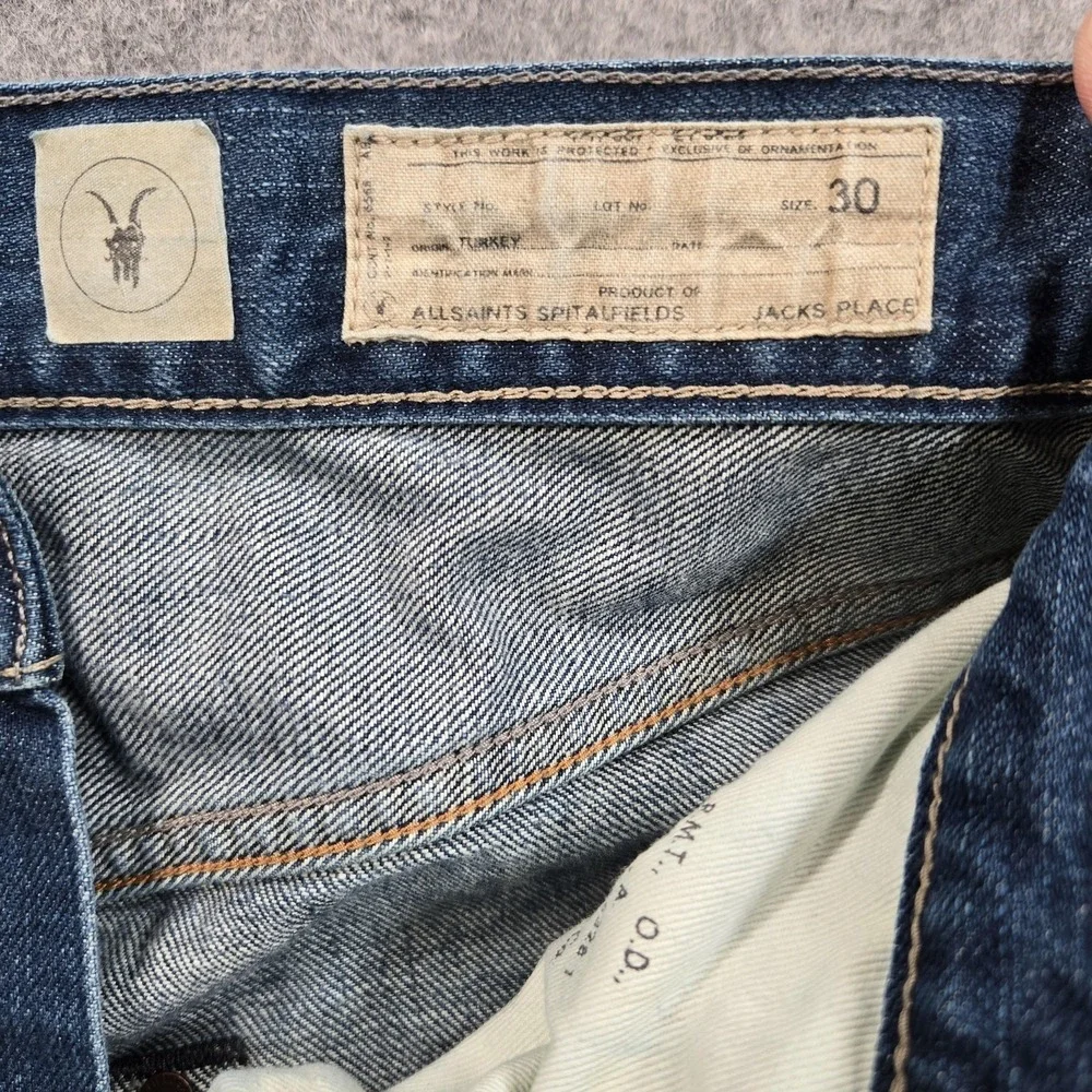 AllSaints Spitalfields Jeans Mens 30x23 (tag 30) Blue Fife Higgins Straight